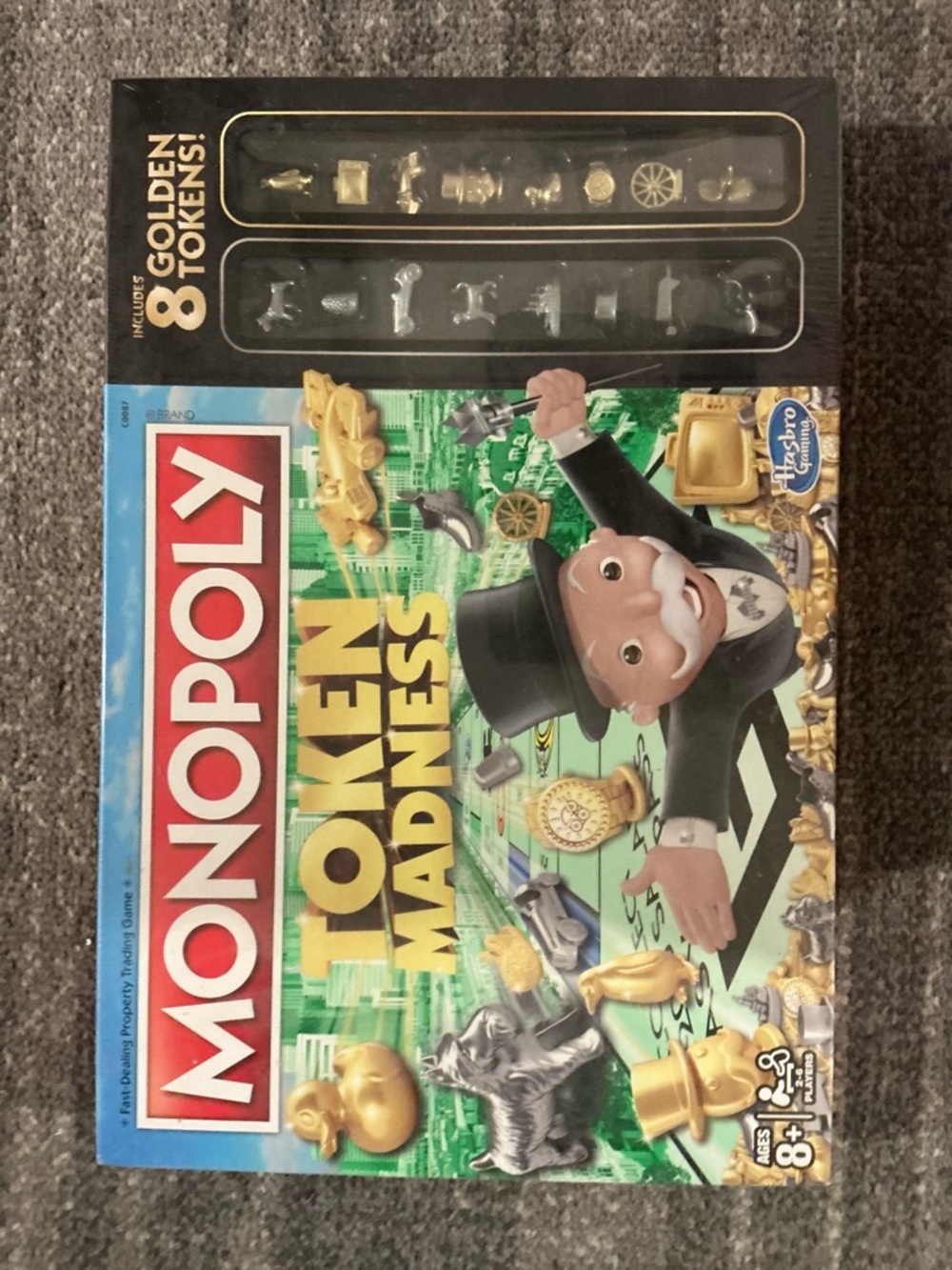Hasbro Monopoly Token Madness Board Game – Green and Gold Artwork